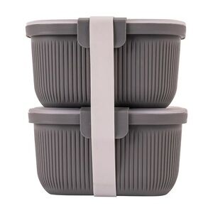 Mainstays Plastic Grey 19oz Food Storage Bento Snack Container, Set of 2 NWT